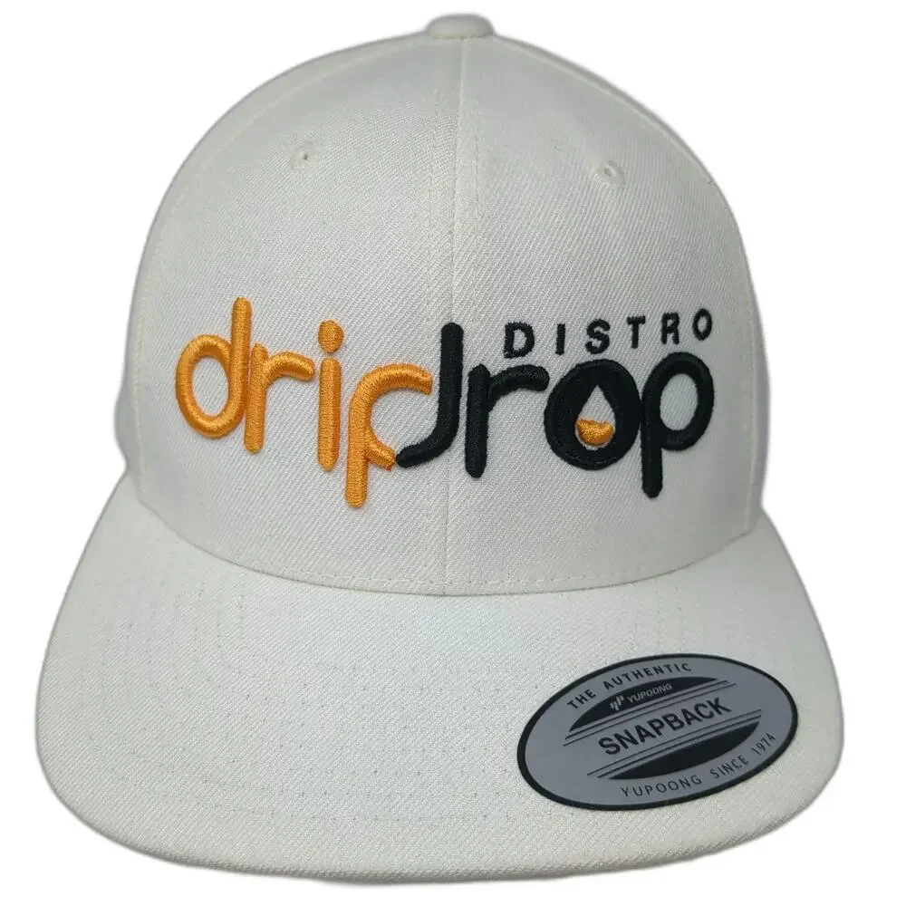 Yupoong Snapback Hat White One Size Drip Drop Distro Flat Brim Green Under Visor